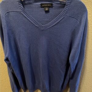 Lands’ End Cotton Cashmere V-Neck Sweater M men’s - EUC preppy classic